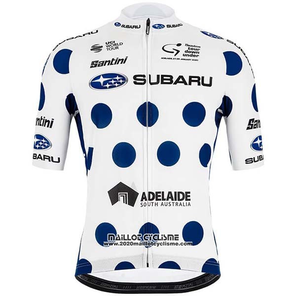 2020 Maillot Ciclismo Subaru Lider Blanc Bleu Manches Courtes et Cuissard